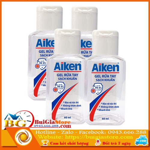 Gel rửa tay khô sạch khuẩn Aiken 60ml (bỏ túi)