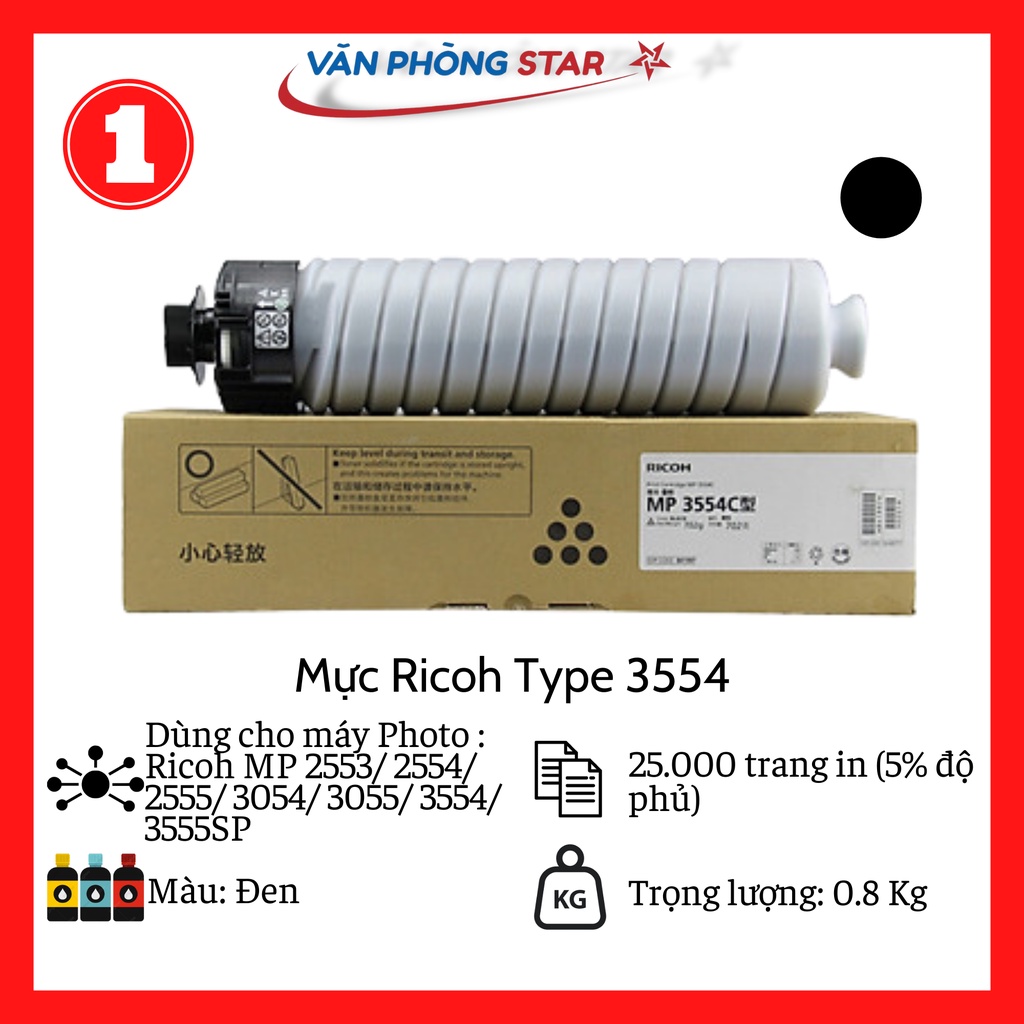 Mực Ricoh Type 3554 dùng Cho máy MP 2554/ 2555/ 3054/ 3055/ 3555SP