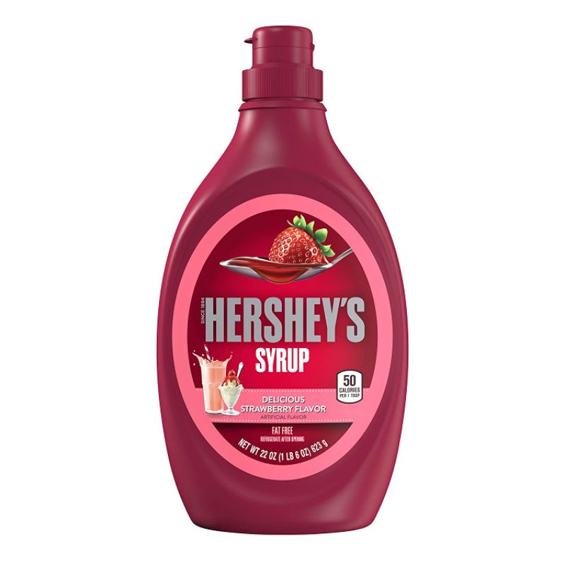Sốt topping Siro nguyên chất vị dâu Hershey's syrup Strawbery Mỹ 623g