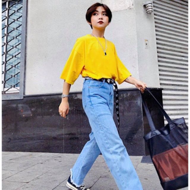 [Mã SKAMA06 giảm 8% tối đa 50K đơn 250K] Áo Thun Trơn Oversize Vàng Tươi Unisex | BigBuy360 - bigbuy360.vn