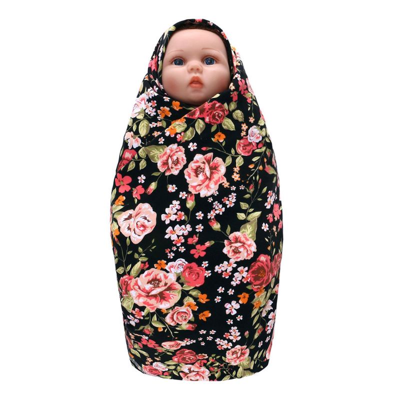 Bộ 2 Sản Phẩm Gồm Chăn Quấn Và Nón Cotton In Họa Tiết Đơn Giản Cho Bé Sơ Sinh