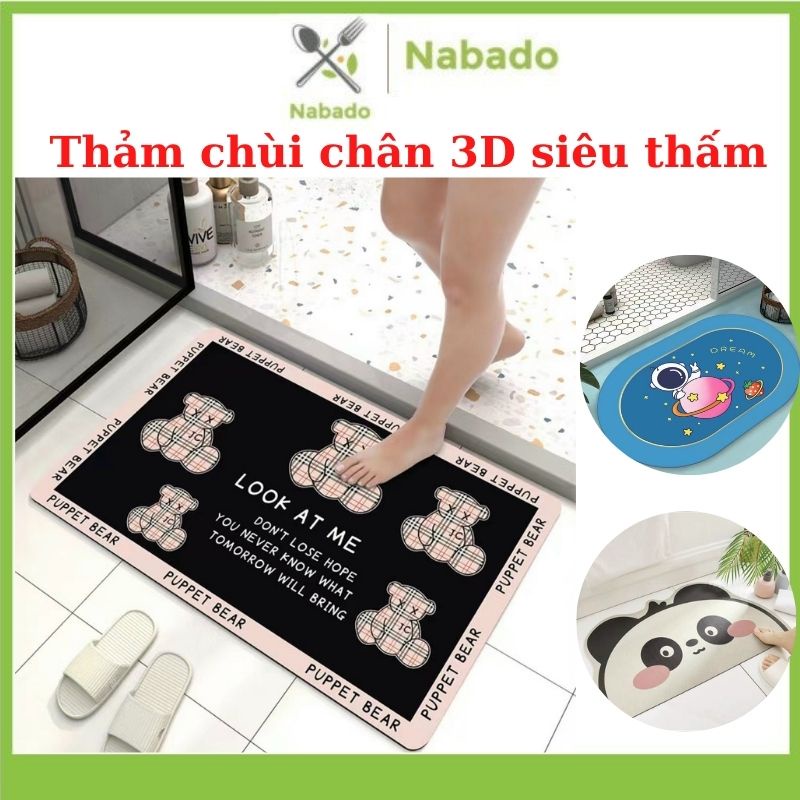 Thảm chùi chân 3D chống trượt thảm lau chân hình thú thấm nước cute mẫu mới