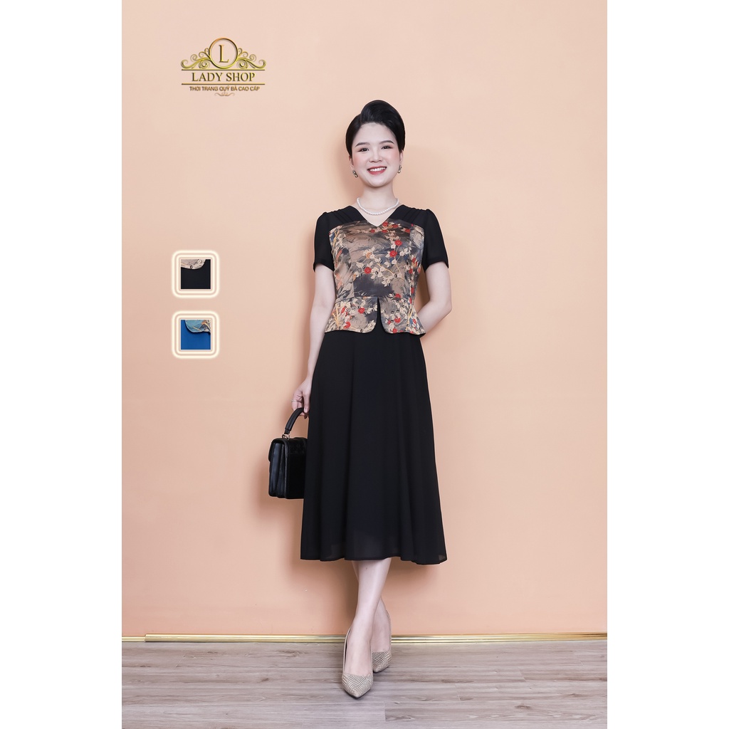 Đầm peplum lụa sang trọng Ladyshop thời trang trung niên cao cấp TK896