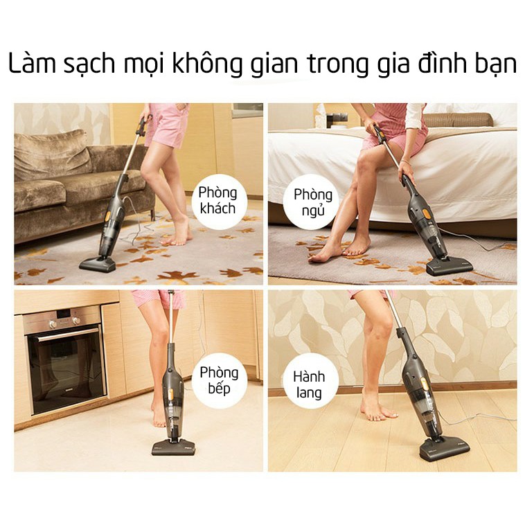 Máy Hút Bụi Cầm Tay Gia Đình 2 trong 1 Deerma DX115C Lọc HEPA Công Suất 600W Bộ 3 Đầu Hút TN01