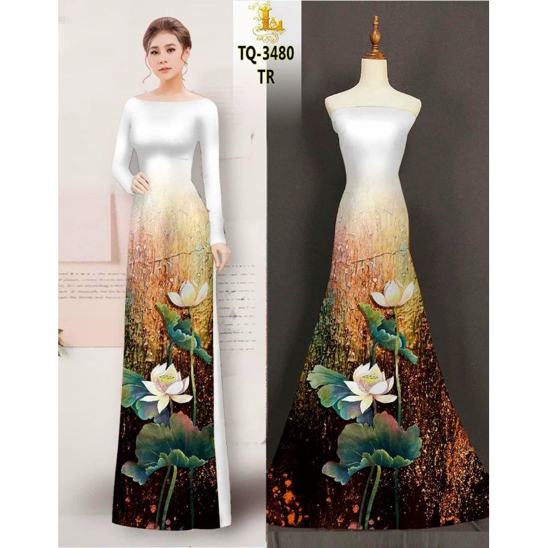 🌼Vải áo dài lụa 3D hoa sen chân đồng phục (đặt trước 4 ngày)🌸