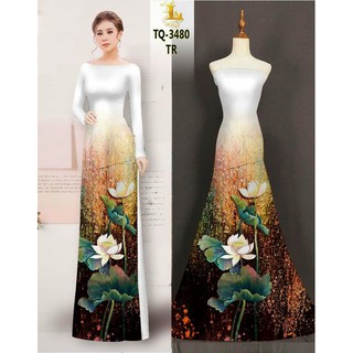🌼Vải áo dài lụa 3D hoa sen chân đồng phục 🌸