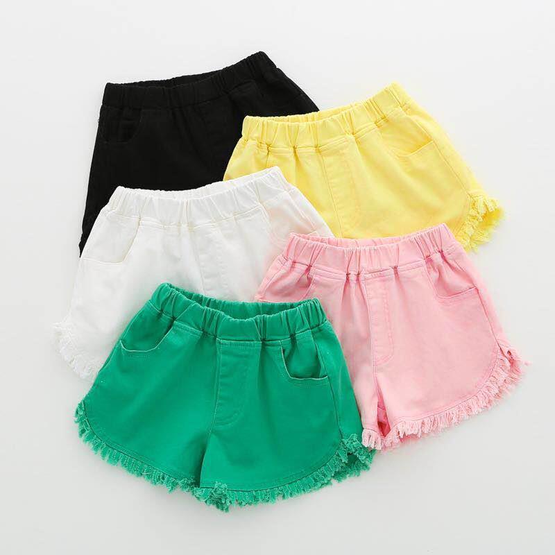 Quần Short Denim Cotton Màu Trơn Phong Cách Phương Tây Thời Trang Mùa Hè 2021 Cho Bé Gái