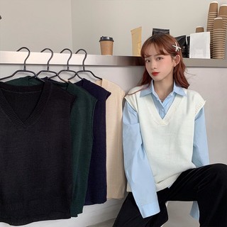 Áo gile len nhiều màu basic ulzzang Hàn Quốc [Yannie]