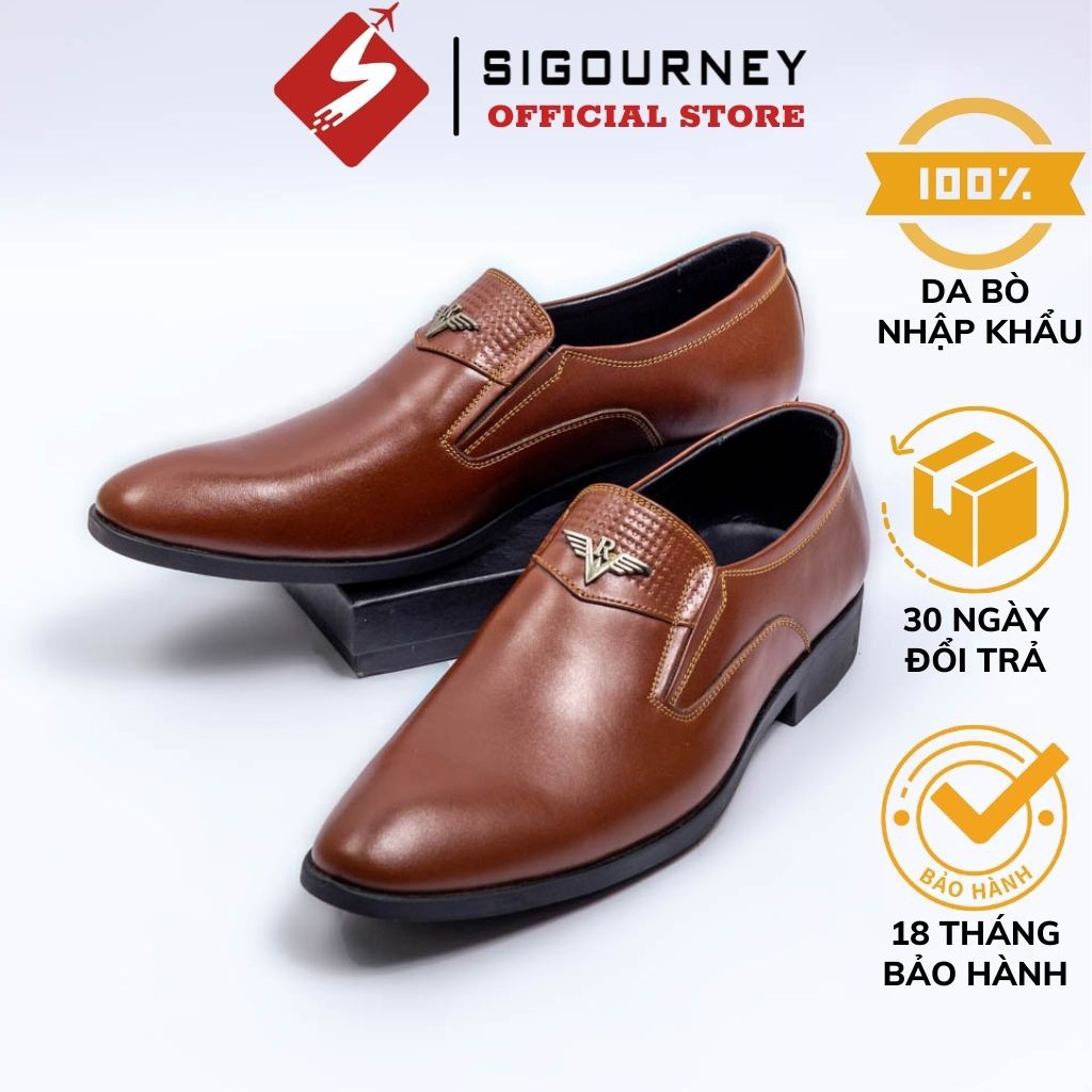 Giày da nam cao cấp da bò nhập khẩu SIGOURNEY màu nâu SIG-06