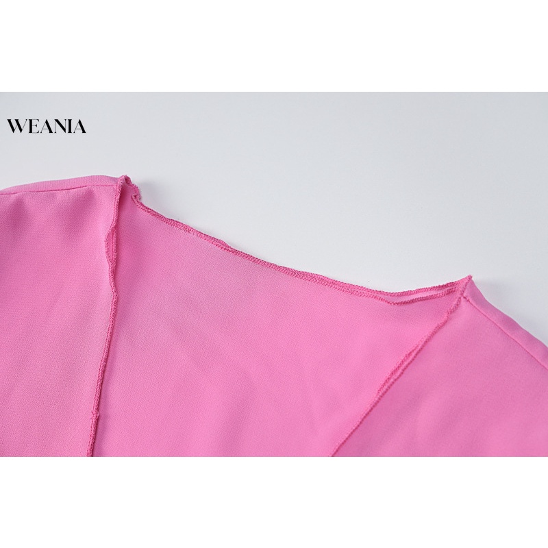 Áo Voan Dài Tay Cổ Chữ V Xinh Xắn Dành Cho Nữ