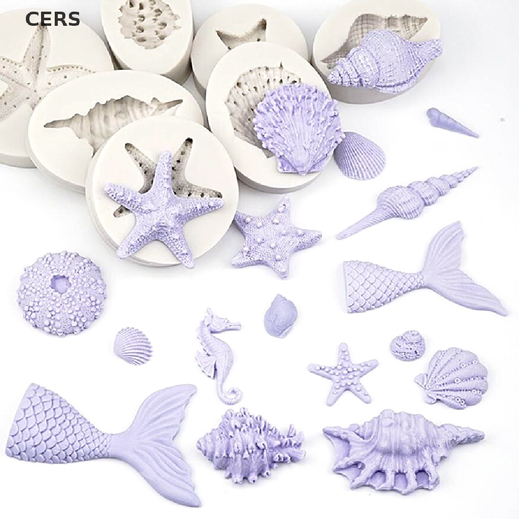 Khuôn Silicone Làm Bánh Hình Vỏ Sò / Sao Biển 3D