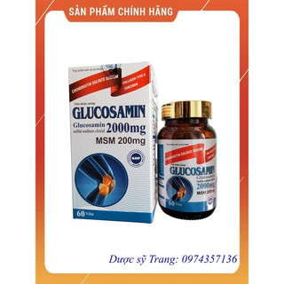 Bổ xương khớp GLUCOSAMIN giúp tái tạo chất nhờn, bôi trơn các khớp. lọ 60 viên