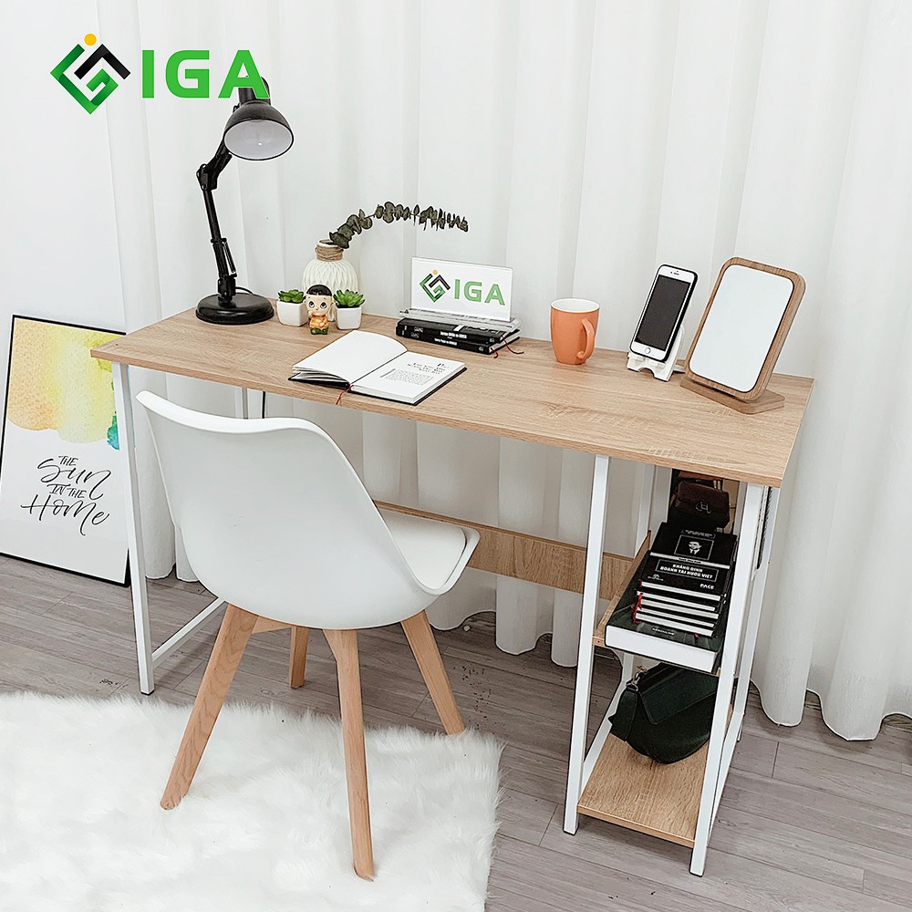 Bàn làm việc kèm kệ sách hiện đại, Bàn làm việc có kệ để máy tính tiện lợi Crop-GM10