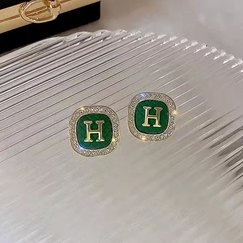 Khuyên Tai Hình Vuông Chữ H Phong Cách Retro 2022