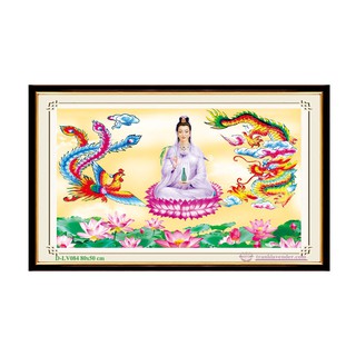 Tranh đính đá Quan âm bồ tát long phụng 80x50