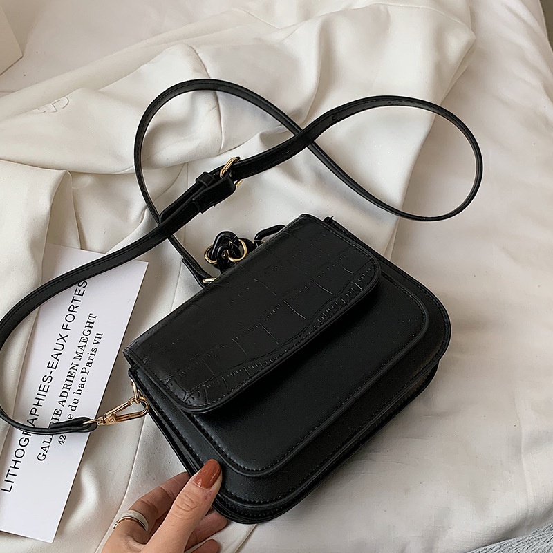 Túi xách đeo chéo nữ dây da kết hợp móc xích Alice Housee, túi đeo vai phong cách Retro kiểu Pháp