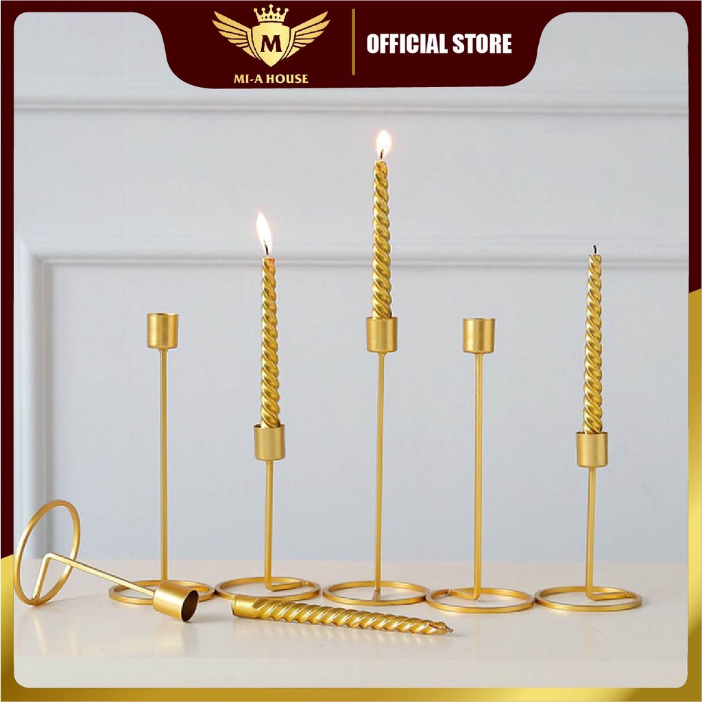 Chân nến kim loại trang trí phong cách châu Âu