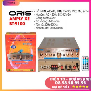 Mua  Mã ELHACE giảm 4% đơn 300K  AMPLY MINI 300W ORIS BT-9100 CÓ BLUETOOTH KARAOKE - AMPLY XE HƠI