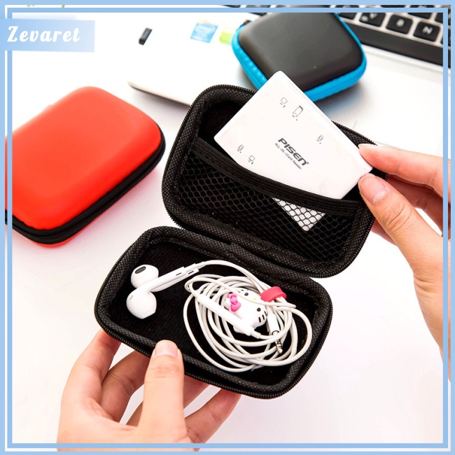 Hộp Đựng Tai Nghe/ Cáp Sạc Usb Bằng Da Eva Nhỏ Gọn Tiện Dụng