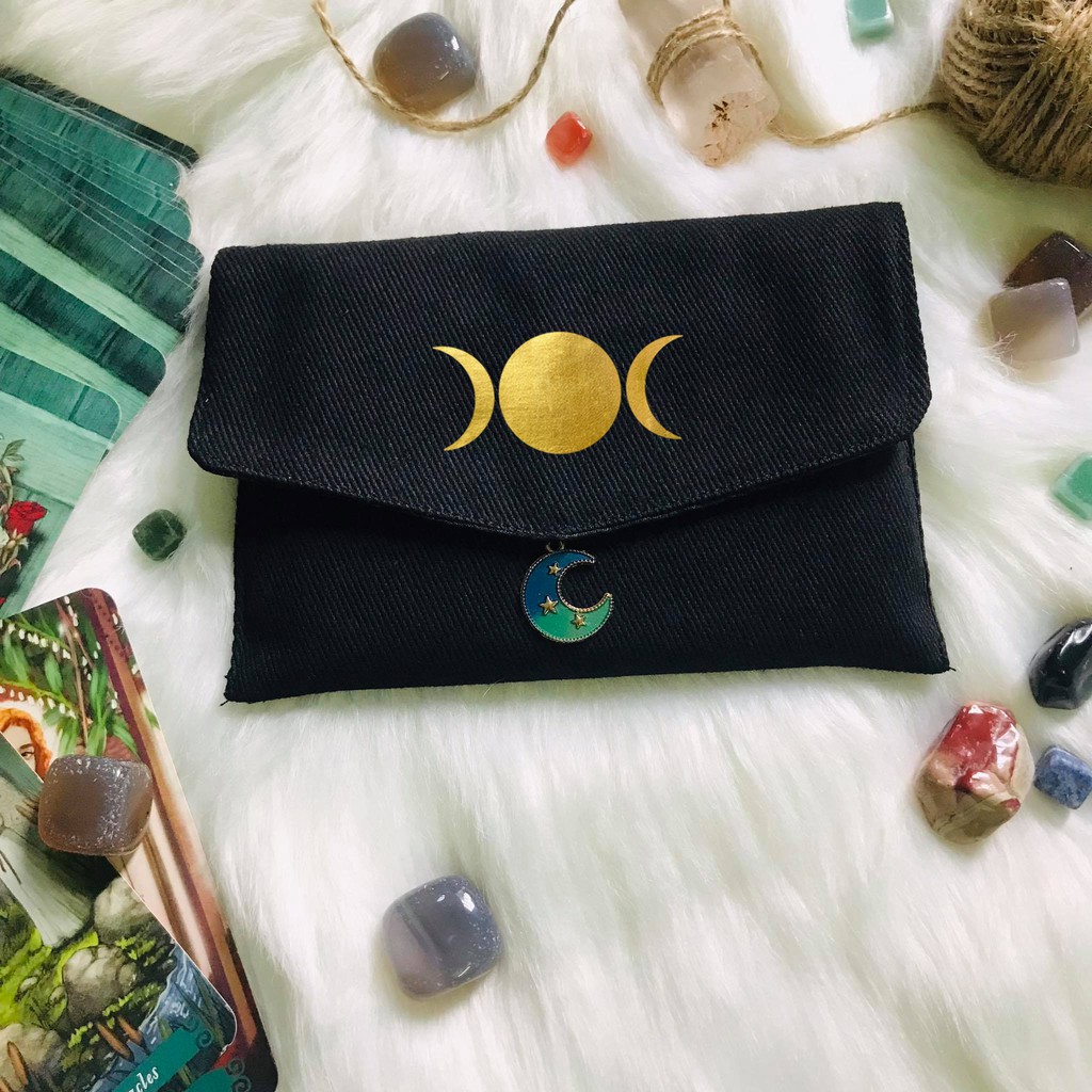 Túi đựng bài tarot, túi gập đựng bài tarot, túi vải (tặng đá thanh tẩy + dây)