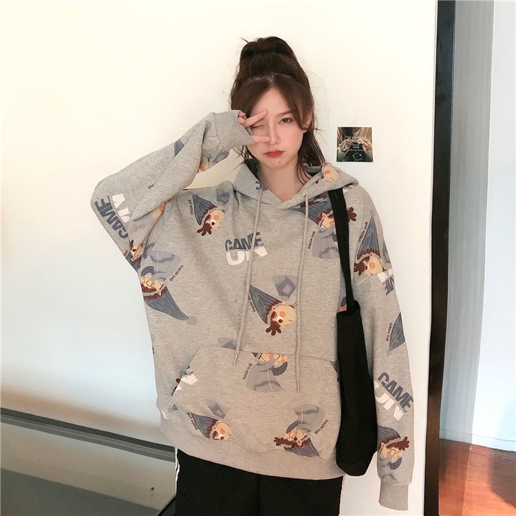 Áo Hoodie Mỏng In Họa Tiết Dễ Thương Thời Trang Mùa Thu Cho Nữ