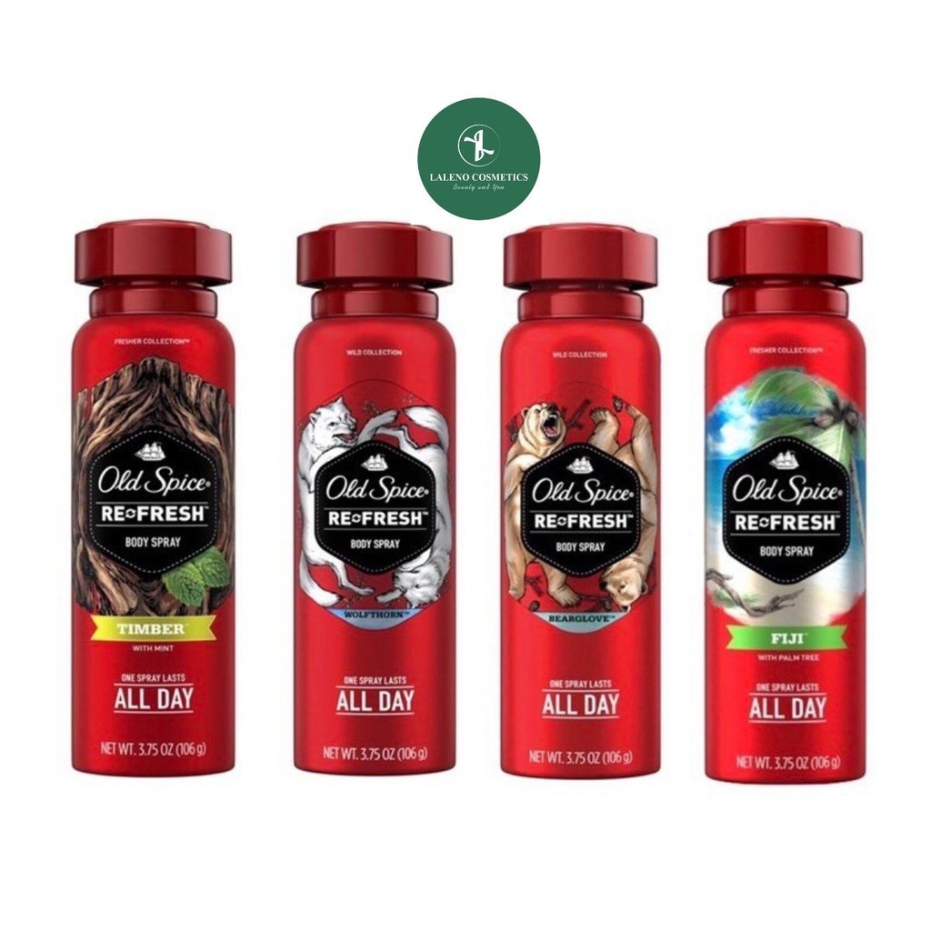 [USA] Xịt nước hoa toàn thân nam Old Spice 106g Wolfthorn | Fiji | Timber | Bearglove - Mỹ