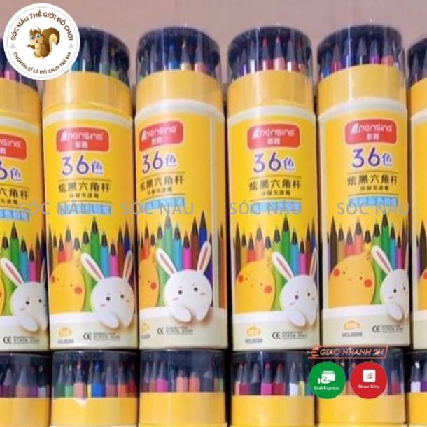 Hộp bút tô màu sáp 36 cây pensing cho bé tập tô tranh vẽ Sóc Nâu