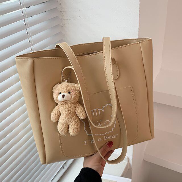 Túi tote da trơn tặng kèm gấu vừa A4, vừa Laptop P106