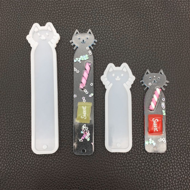 Khuôn Silicon Làm Thẻ Đánh Dấu Sách Hình Mèo Dễ Thương Diy