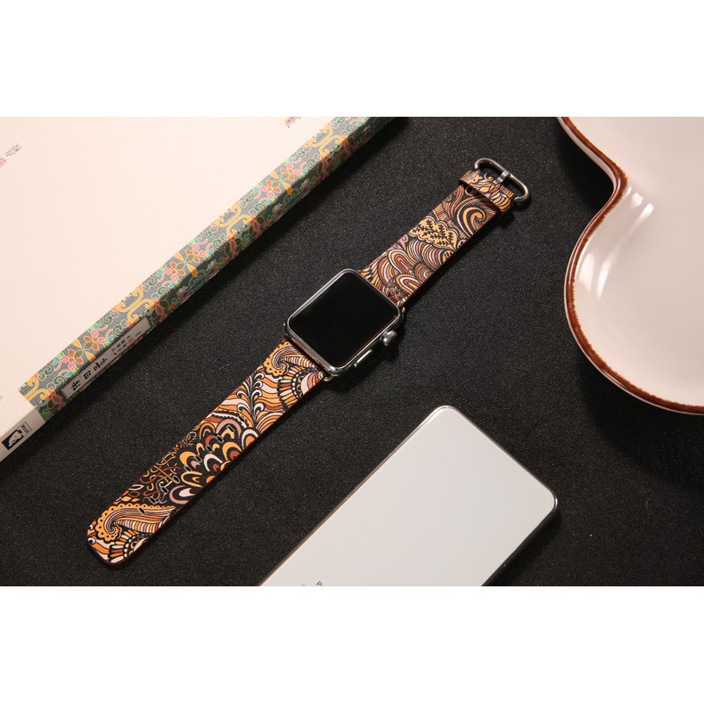 Sale 70% Dây đeo bằng da in họa tiết dành cho Apple Watch Series 1 2 3 4 5 38mm , 5,38mm Giá gốc 97,000 đ-9F10-2