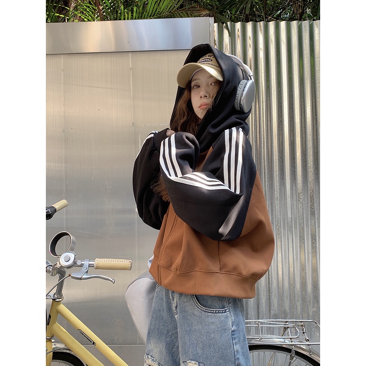 Áo khoác lửng tay dài có mũ trùm đầu thời trang dành cho nữ