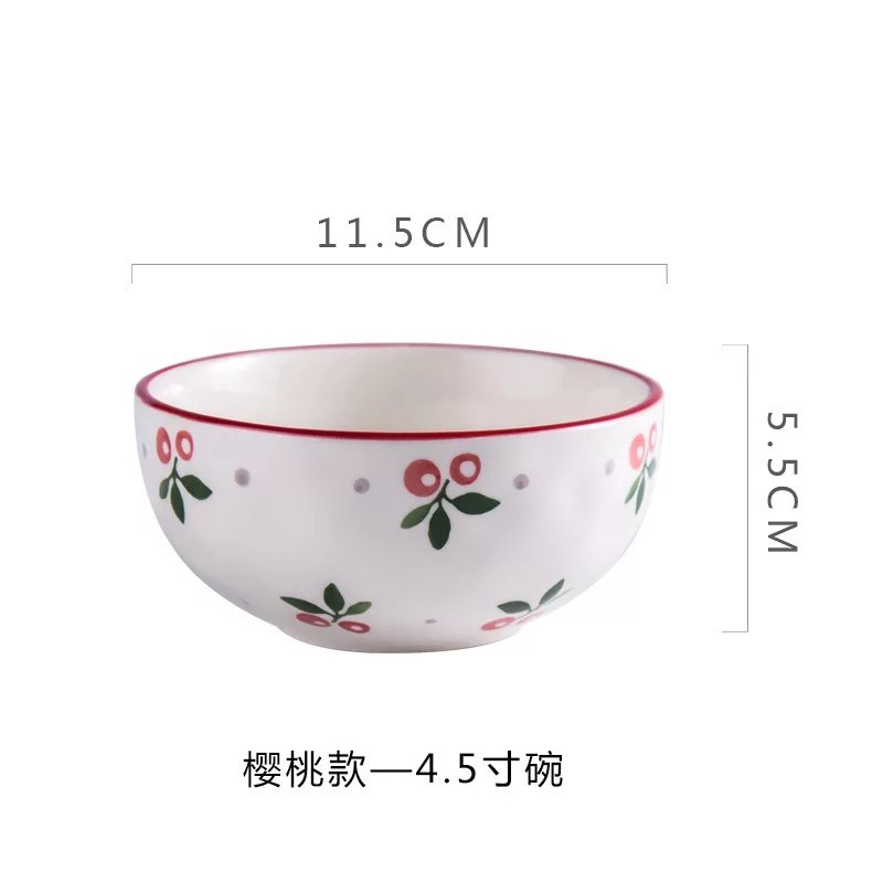 Bát cơm Cherry hoa hồng phong cách Bắc Âu đường kính 12cm