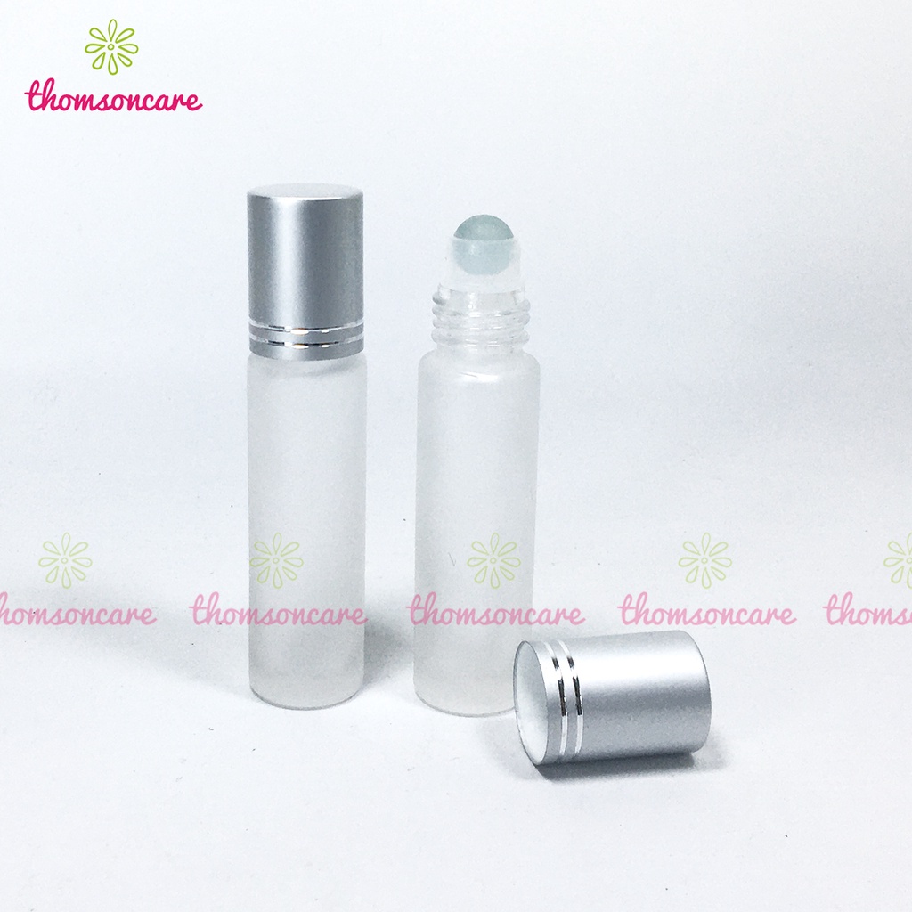 Chai bi lăn 10ml cao cấp - vỏ lọ thủy tính chiết mỹ phẩm, nước hoa, dầu dừa, triết tinh dầu nhỏ gọn thân mờ nắp bạc