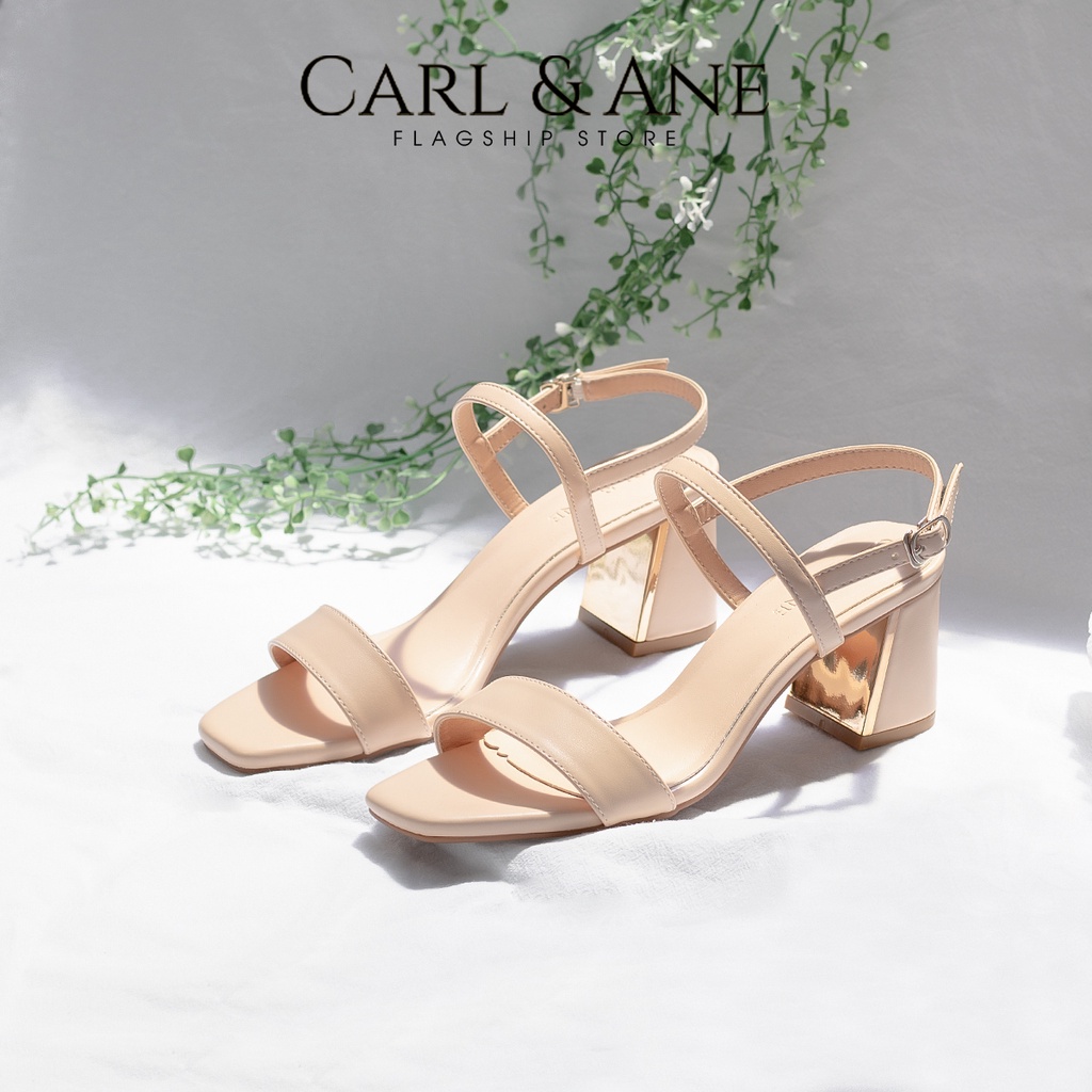 Carl &amp; Ane - Giày sandal mũi vuông cao 7cm màu hồng đậm _ CS005