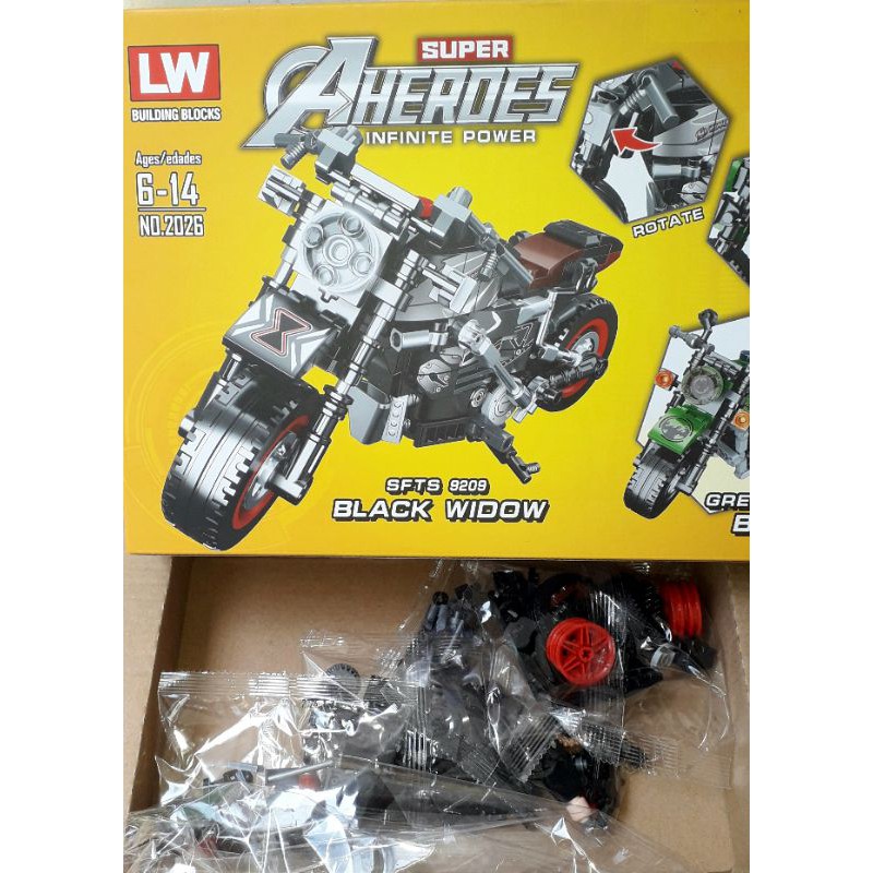 Lắp ráp 1 hộp Xe đua cực đẹp Lego-Xe môtô Bruce Green 887 hoặc FSTS 9209 có 260 chi tiết bằng nhựa rất đẹp