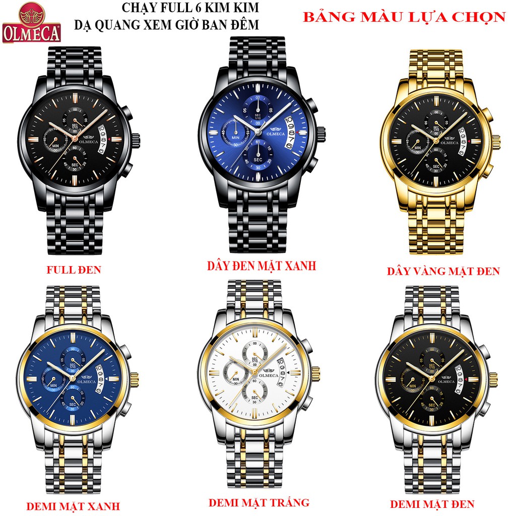 (CHUẨN MEN) Đồng Hồ Nam Chạy 6 Kim OLMECA Máy Nhật_Kính Tráng Sapphire Dây Thép Đúc Đặc _Full Box | BigBuy360 - bigbuy360.vn