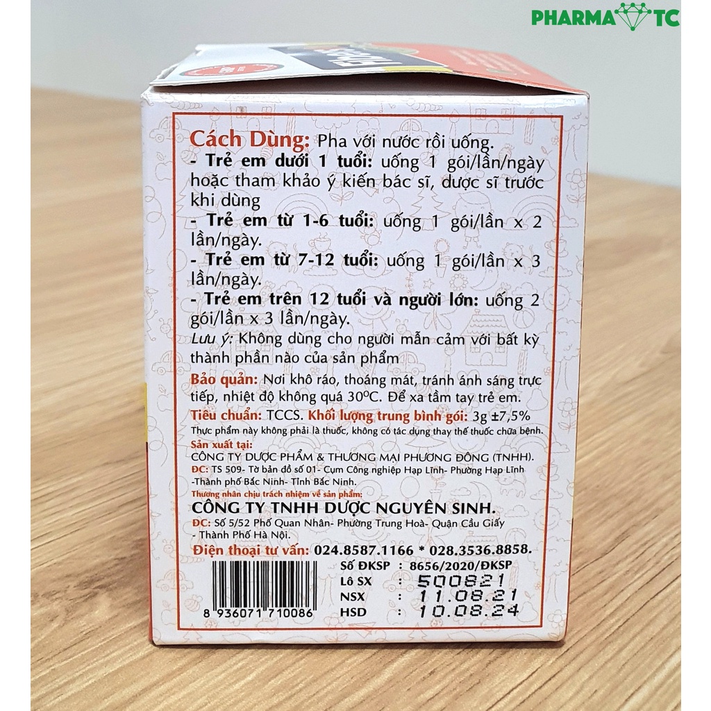Táo Bón Fibersol Nguyên Sinh, Bổ sung chất xơ, Giảm táo bón cho trẻ, phụ nữ mang thai, hộp 10 gói 3g - PharmaOTC