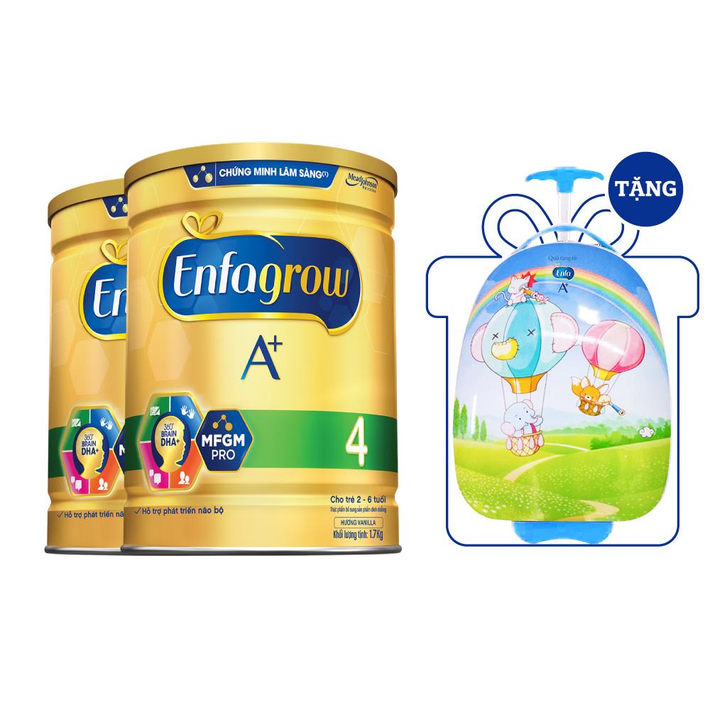 [Mã FMCGMALL giảm 8% đơn 250K] [Tặng Vali Kéo Cho Bé] Combo 2 Lon Sữa Bột Enfagrow A+ 4 1.7kg/lon (2 Tuổi +)