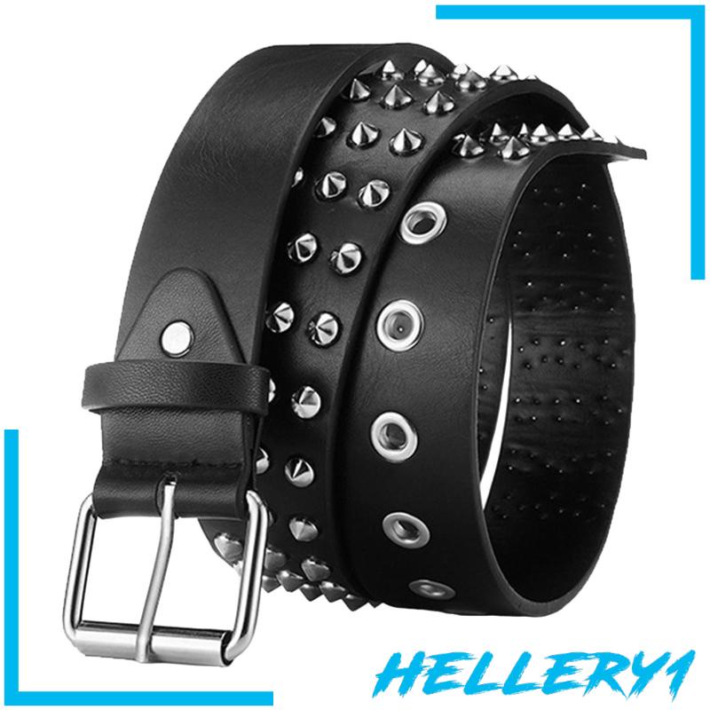 [Hellery1] Thắt Lưng Da PU Khóa Cài Có Thể Điều Chỉnh Phong Cách Punk Dành Cho Nam