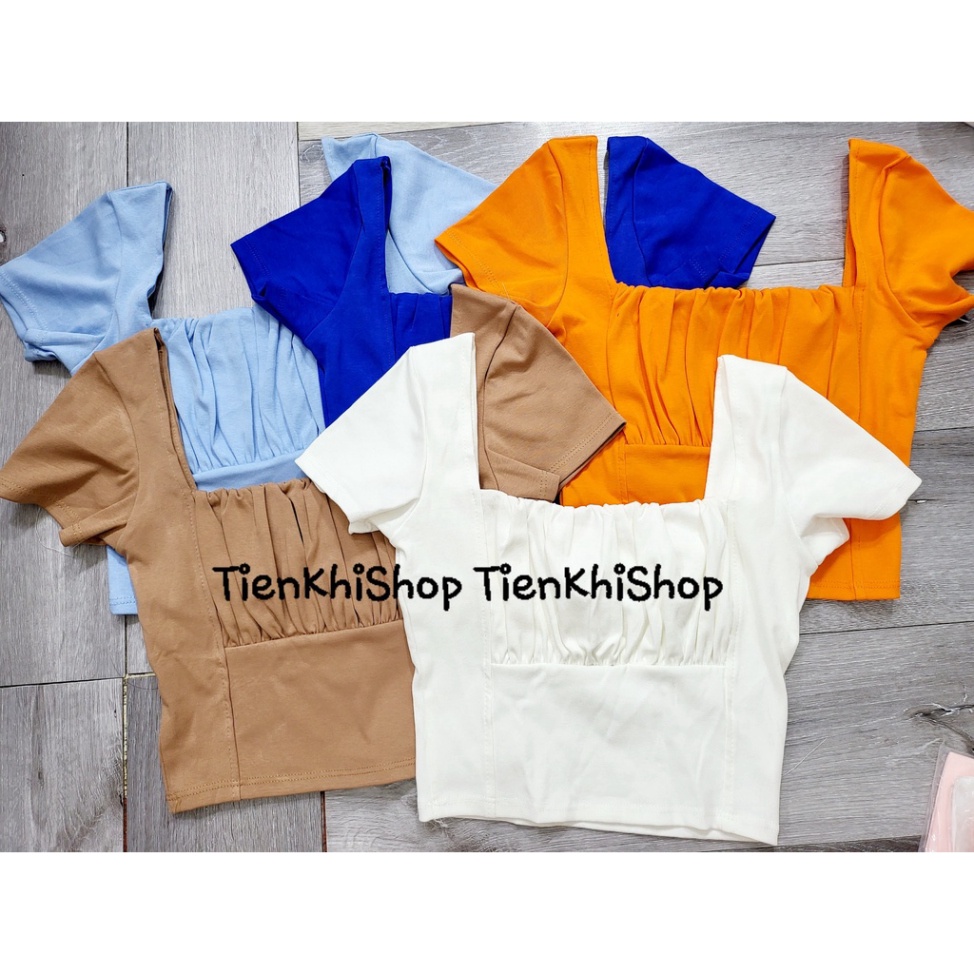 Áo thun croptop tay ngắn nhún ngực BS29