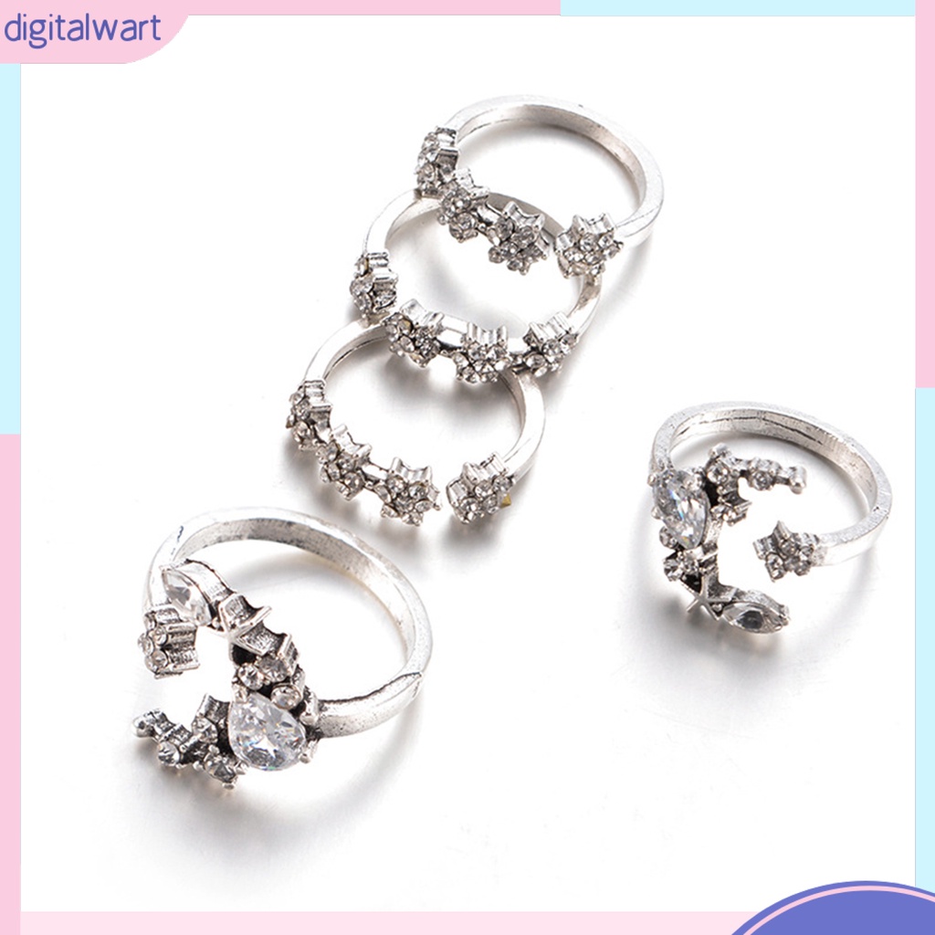 Set 5 nhẫn đốt ngón tay đính đá thời trang nữ