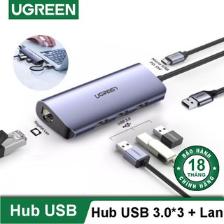 BỘ CHIA USB TYPE-C RA 3 USB 3.0+LAN 1GB UGREEN 60718 Chính Hãng CM252 (cổng trợ nguồn micro USB)