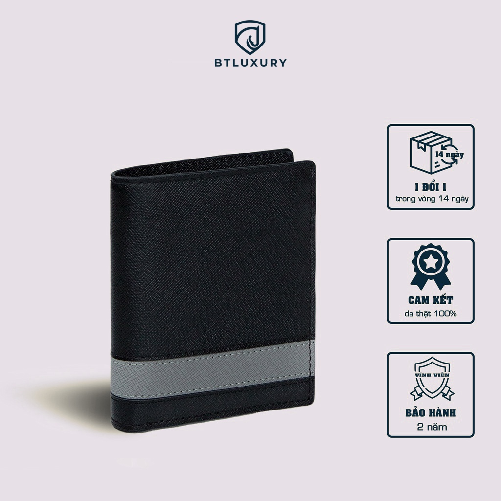 Ví nam đứng cao cấp COSMOS thiết kể trẻ trẻ trung chất liệu da bò safiano cao cấp thương hiệu BTLUXURY