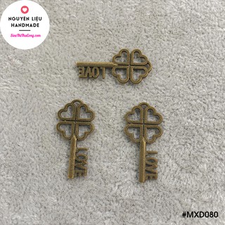 (Bịch 12 cái/ 10gr) - Mặt xi đồng chìa khóa chữ love  - MXD080
