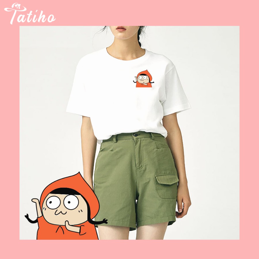 [Hàng Xịn, Gía Tốt] Áo Thun Trơn Icon Nhiều Màu Couple Nam Nữ Họa Tiết Cô Bé Quàng Khăn Đỏ - Unisex - Cotton - AT011