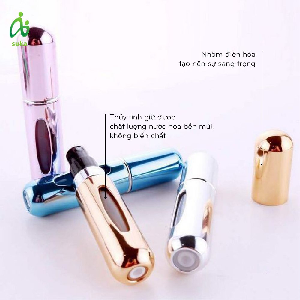 Vỏ chai chiết nươc hoa tự động, đựng nước hoa vòi xịt phun sương size 8ml