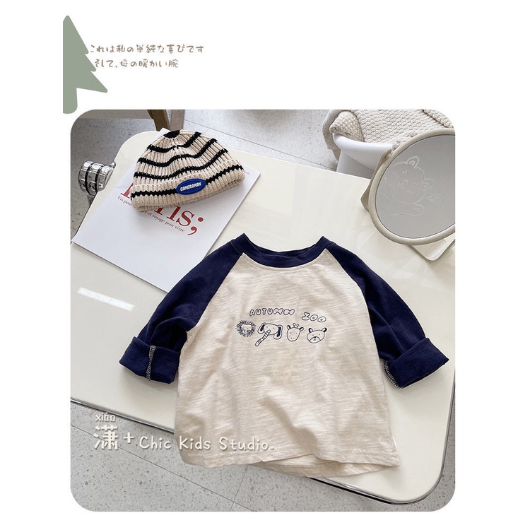 [Babycat] Hàng Có Sẵn Áo Thun Mỏng Tay Dài Phong Cách Nhật Hàn Nhật Bản Thời Trang Mùa Xuân Dáng Rộng Dành Cho Bé Trai 2022