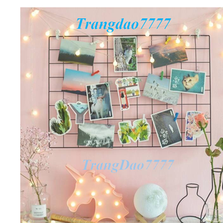 Combo Khung Hình Lưới Sắt+ Đèn Led Xài Pin Dài 3M 20 Bóng Đèn Tròn Cherry Ball Kẹp Hình Nghệ Thuật Trang Trí Decor
