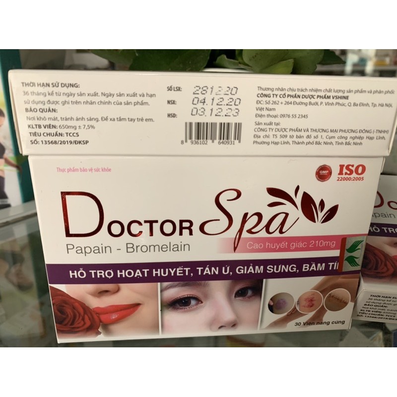 Viên uống Doctor spa ( hỗ trợ hoạt huyết, tán ứ, giảm sưng, bầm tím)