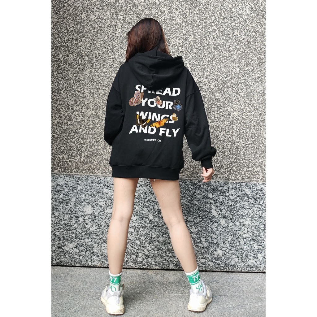 ÁO KHOÁC HOODIE BƯƠM BƯỚM TYPO DÂY KHÓA KÉO CHỐNG NẮNG Form Unisex Nam Nữ Vải Da Cá Chân Cua MVR KK010806